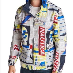 Nautica Men's Blue Sail Jacket All Over Print Lightweight Size